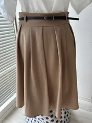 スカート ベージュ フレア ミモレ丈