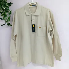 [Golden Bear] ゴールデンベア ポロシャツ 綿100％ ワンポイント タグ付き メンズ 古着 ベージュ 無地 サイズM （い-72，サ ）