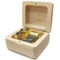 メープル_曲:君をのせて ミニ木製オルゴール 18 Note Wind Up Music box木製音楽ボックス (メープル, 曲:君をのせて)