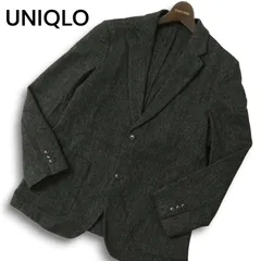 UNIQLO ユニクロ 秋冬★ ウール ツイード ヘリンボーン テーラード ジャケット Sz.S メンズ 灰 グレー
