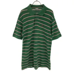 ナイキ ボーダー 半袖 ポロシャツ L グリーン系 NIKE 鹿の子地 メンズ