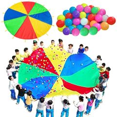 SALUDABLE パラバルーン ボール 運動会 プレイパラシュート おもちゃ 屋外 幼稚園 保育園 (3m + ボール30個)