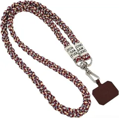 アリス Hi-Craft ネックストラップ 三つ編み おしゃれ 可愛い スマホストラップ スマホショルダー ローブ 落下防止 120cm 3way 肩掛け 首掛け 斜め掛け ナイロン製(ブラウン)