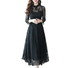 【新品】 [Ｓｕｅｅｙａ] （スイーヤ） ワンピース レディース レース ロング フリル ドレス 長袖 フレア 総柄 可愛い ハイウエスト 着痩せ おしゃれ シアー きれい 裏地付き パーティー 結婚式 通勤 二次会 0