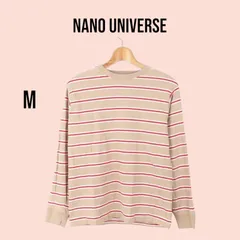 aB0042【送料無料】 ナノユニバース 長袖Ｔシャツ トップス ボーダー  レディース Mサイズ ベージュ nano universe