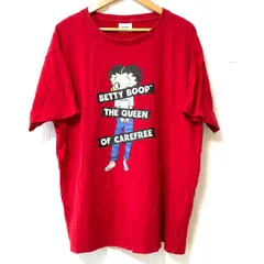 ビッグサイズ！ 3L！(^w^)b Betty-Boop ベティ・ブープ ベティちゃん プリント Tシャツ クルーネック 半袖 TEE オーバーサイズ ゆったり トップス コットン100% 可愛い レッド 赤 レディース 女性