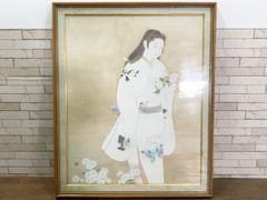 【花の精】額装　日本画　肉筆作 田中玉園　美人画　(他155)