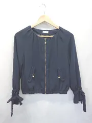 ◇ Θ axes femme アクシーズファム パール ギャザー 長袖 ブルゾン サイズM ネイビー系 レディース E  【1507100010056】