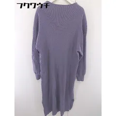◇ LOWRYS FARM ローリーズファーム サイドスリット リブ ニット 長袖 膝下丈 ワンピース サイズF パープル レディース  【中古】 【1201110001218】