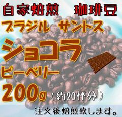 【匿名配送】自家焙煎珈琲豆　ブラジル サントス ショコラ ピーベリー　200g