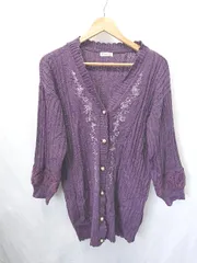 ◇ ⊇ axes femme アクシーズファム 長袖 ニット カーディガン サイズF パープル レディース E  【1409250034473】
