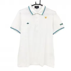 パーリーゲイツ 半袖ポロシャツ 白×ライトブルー ニコちゃん スマイル メンズ 5(L) ゴルフウェア PEARLY GATES