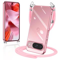 【数量限定】カバー 透明 スマホケース TPU ピクセル9 グーグル 薄型 ショルダー クリア 肩掛け ケース 首掛け Pro 9 斜めかけケース pixel 耐衝撃 / Pixel9 シリコン(ローズゴールド) Google