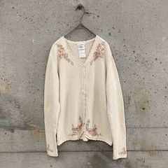 ローラアシュレイ＊花刺繍コットンニットカーディガンカーディガン