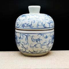 極美品 ！ 青花 纏枝蓮 花紋 花柄 陶磁器 観賞　置物 中国陶磁 収蔵品 鑑賞 中国美術品 景徳鎮 カバー枚 つぼ 収蔵 コレクション
