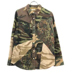 エイチアールリメイク 日本製 迷彩 カモフラ 長袖 ミリタリーシャツ M カーキ系 H.R.REMAKE ハリウッドランチマーケット レディース