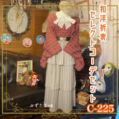 道行コート 和装 多系統コーデ 異素材ミックス まとめ売り レトロ クラシカル 和洋折衷 セレクト 古着 可愛いヨーロピアン風柄×赤/レッド系 3点セット C-225