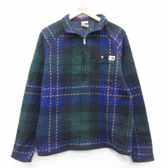 M/古着 ノースフェイス 長袖 ハーフジップ フリース ジャケット メンズ ラグラン 紺他 ネイビー チェック spe 25oct04 中古 アウター