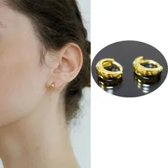 P17 上品 金属アレルギー対応 シンプル ミニ フープピアス 軟骨 24K金色