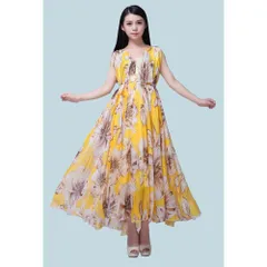 ☆ イエロー ☆ ワンピース 花柄 ワンピース 花柄 ノースリーブ ロングワンピース ロングワンピ ワンピ マキシワンピース リゾートワンピース リゾートワンピ マキシワンピ 花柄ワンピース 袖なし ハワイアン ベルト付き かわいい 可愛い リゾート 夏