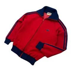 adidas トラックジャケット メンズ 2号 レッド × ネイビー 【 80s デサント製 ヴィンテージ 】 オールドアディダス 希少 長袖 ジャージ アディダス ●CE380