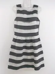 ◇ SISLEY シスレー ティアード ノースリーブ ミニ ワンピース サイズM グレー系 ホワイト レディース P  【中古】 【1209200006952】