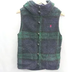■ gymphlex チェック柄 ボアベスト サイズ12 グリーン ブルー レディース E  【1407020068802】