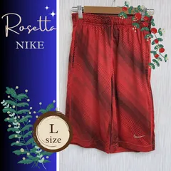 NIKE ハーフパンツ スポーツ♪男女兼用 春夏秋冬 NIKE レッド L(メンズ) ナイキ 短パン 総柄 DRI‐FIT 赤 黒
