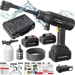 【大人気】高圧洗浄機 【洗車スタッフ監修】 高圧洗浄機コードレス充電式 PSE認証済洗車機 バッテリー2個付き 5MPa圧力持ち噴射水量6L