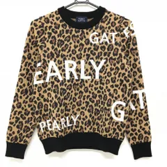 【新品】パーリーゲイツ セーター ライトブラウン×黒 レオパード柄 ロゴ白 ウール混 ニット レディース 0(S) ゴルフウェア PEARLY GATES