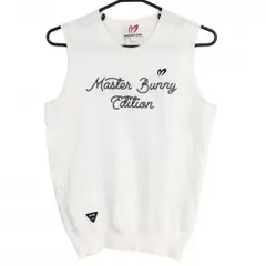 マスターバニー ニットベスト 白×ダークグレー フロントロゴ ニット レディース 1(M) ゴルフウェア MASTER BUNNY EDITION
