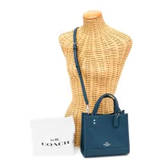コーチ COACH デンプシー トート 22 リファインド ペブルド レザー C0971 ハンドバッグ 手提げかばん 2WAYバッグ 肩掛け ミニトート レディース ネイビー 新品同様 中古 mba01013