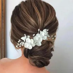髪飾り 花 ヘッドドレス 白　フォーマル 結婚式 洋装　ヘアピン