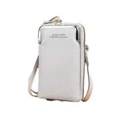 [IBUKI-STYLE] がま口 スマホ ポシェット ショルダー バッグ 縦型 ポーチ お財布 携帯 軽量 斜め掛け レディース シンプル ミニ 小銭 ファスナー カード 定期 タブレット 縦 タバコ 大容量 男性用 屋外 小さい 中学生  [ライトグレー]