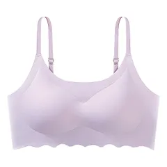 ノンワイヤーブラ シームレス ナイトブラ 肩紐調節付 おやすみブラ 昼夜両用 一体型パッド付 取り外し可 締め付けない 軽量 ストレッチ S-3L 黒 紫 as-008