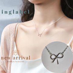 新品 ネックレス シルバー チェーン リボン 人気トレンド レディース