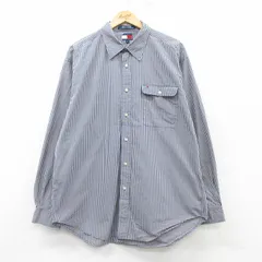 XL/古着 トミーヒルフィガー 長袖 ブランド シャツ メンズ 90s ワンポイントロゴ ロング丈 コットン 紺他 ネイビー チェック 25mar08 中古 