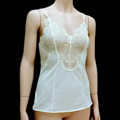 ME1-642☆新品♪CHARLEシャルレ LC071 ANCYアンシィ バスト80 Mサイズ 伸縮性有 ナイロン100％ オフホワイト キャミソール キャミ インナーウェア■