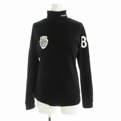 パーリーゲイツ PEARLY GATES ゴルフウェア カットソー ロゴ プリント ハイネック 長袖 2 M 黒 ブラック /RO