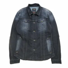 美品 ニコルクラブフォーメン NICOLE CLUB FOR MEN デニム シャツ ジャケット ストレッチ Gジャン ジージャン ロゴボタン ユーズド加工 ブルゾン 上着 アウター 48 インディゴブルー メンズのサムネイル