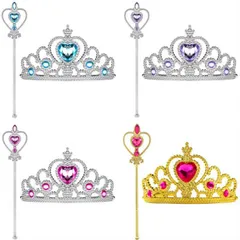 ティアラ スティック セット 王冠 魔法の杖 キッズ 女の子 子供 クリスマス プレゼント コスプレ プチ ギフト 仮装 コスチューム プリンセスドレス用 お姫様 子供用 子ども 小学生 誕生日 プレゼント おもちゃ アクセサリー 100 110 120