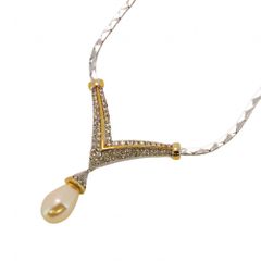 クリスチャン・ディオール(Christian Dior) クリスチャンディオール ネックレス Vトップ GPメッキ メタル フェイクパール ラインストーン ゴールド シルバーレディースのサムネイル