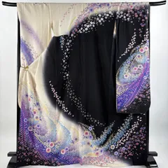 振袖 身丈168cm 裄丈68.5cm L 袷 辻が花 桜 銀通し 金彩 クリーム 正絹 逸品 【中古】