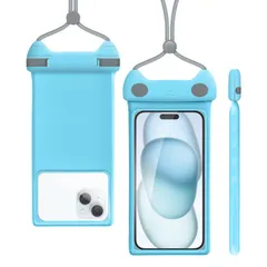 【在庫処分】休暇用-ライトブルー 携帯電話ドライバッグ 3D 7インチまでの携帯電話に対応、IPX8 S22 Galaxy Samsung Plus XS Max Pro 13 14 iPhone ユニバーサル防水携帯電話ポーチ、防水電話ケース Wellhou