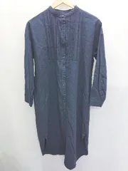 ◇ Θ SEASON REASON by Lin.&Red 長袖 膝下丈 シャツワンピース サイズM ネイビー系 レディース P  【1409090027260】