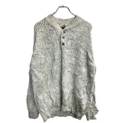 L.L.Bean ニット セーター Ｌサイズ エルエルビーン ハーフボタン グレー コットン 古着卸 アメリカ仕入 t2412-3172