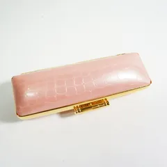 ★在庫処分☆ 　高級クリスタルクロコ印鑑ケース　ピンク　 寸胴用 13.5mm・15.0mm・16.5mm　用　朱肉付き　銀行印　実印　金縁