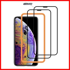 iPhone11 / pro XS 用 X/iPhone ガラスフィルム iPhone 全面保護 強化ガラス 日本素材製 カバー KPNS 保護フィルム 【2枚セット】ガイド枠付き