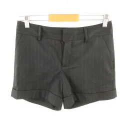 ザラ ベーシック ZARA BASIC ショートパンツ ストライプ 黒 S *E694