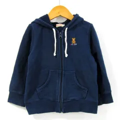 ミキハウス パーカー 長袖 コットン100% ブランド トップス キッズ 男の子用 100サイズ ネイビー MIKIHOUSE 【中古】